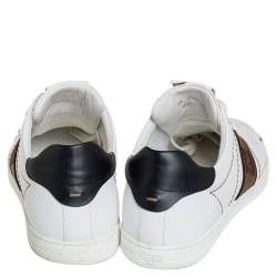 Fendi White Leather FF Motif Low Top Sneakers Size 41