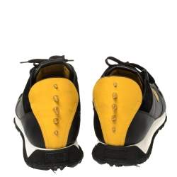 Fendi Black/Yellow Leather Monster Eyes Studded Low Top Sneakers Size 43