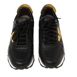 Fendi Black/Yellow Leather Monster Eyes Studded Low Top Sneakers Size 43
