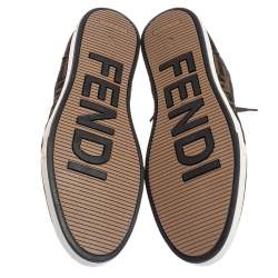 Fendi Brown Suede And Zucca Canvas Low Top Sneakers Size 43.5