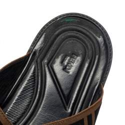 Fendi Brown Zucca Canvas Crisscross Slide Sandals Size 41