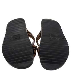 Fendi Brown Zucca Canvas Crisscross Slide Sandals Size 41