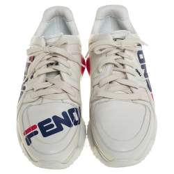 Fendi White Leather and Rubber Fendi-Fila Mania Logo Low Top Sneakers Size 40