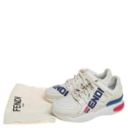 Fendi White Leather and Rubber Fendi-Fila Mania Logo Low Top Sneakers Size 40