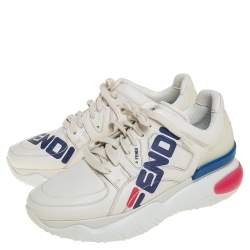Fendi White Leather and Rubber Fendi-Fila Mania Logo Low Top Sneakers Size 40