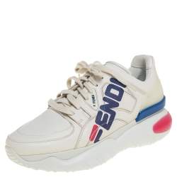 Fendi White Leather and Rubber Fendi-Fila Mania Logo Low Top Sneakers Size 40