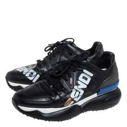 Fendi X Fila Black Leather Fila Mania Platform Sneakers 40