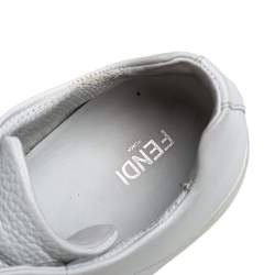 Fendi White Leather FF Crisscross Strap Slip On Sneakers Size 44