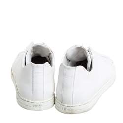 Fendi White Leather FF Crisscross Strap Slip On Sneakers Size 44