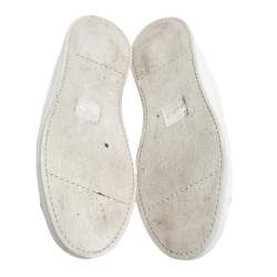 Fendi White Leather FF Crisscross Strap Slip On Sneakers Size 44