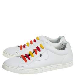 Fendi White Leather Monster Low Top Sneakers Size 40