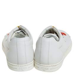 Fendi White Leather Monster Low Top Sneakers Size 40
