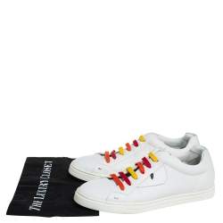 Fendi White Leather Monster Low Top Sneakers Size 40