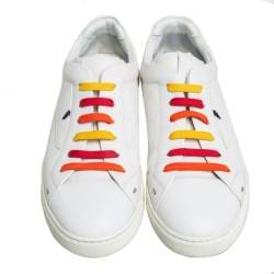 Fendi White Leather Monster Low Top Sneakers Size 40