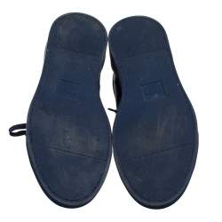 Fendi Navy Blue Leather Faces Low Top Sneakers Size 42