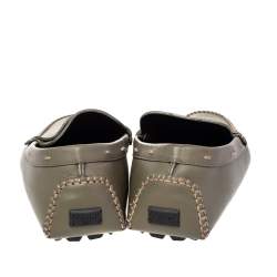 Fendi Green Leather Slip On Loafers Size 43