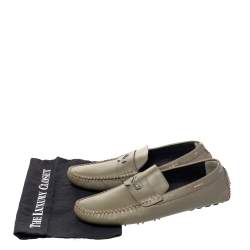 Fendi Green Leather Slip On Loafers Size 43