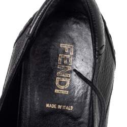 Pre Owned Fendi Black Leather Cap Toe Lace Up Oxford Size 42.5