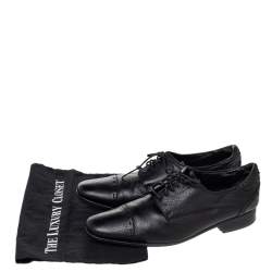 Pre Owned Fendi Black Leather Cap Toe Lace Up Oxford Size 42.5