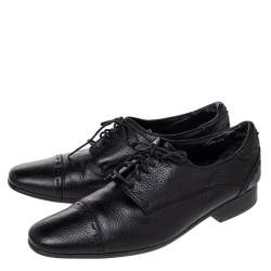 Pre Owned Fendi Black Leather Cap Toe Lace Up Oxford Size 42.5