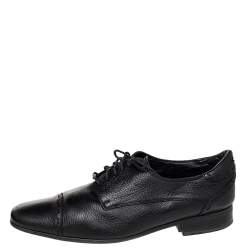 Pre Owned Fendi Black Leather Cap Toe Lace Up Oxford Size 42.5
