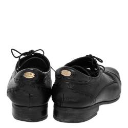 Pre Owned Fendi Black Leather Cap Toe Lace Up Oxford Size 42.5