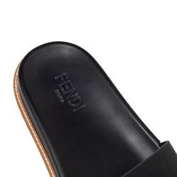 Fendi Black Rubber Flat Slides Size 46