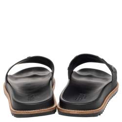 Fendi Black Rubber Flat Slides Size 46