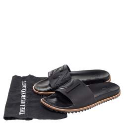 Fendi Black Rubber Flat Slides Size 46