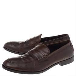 Fendi Brown Leather Slip On Loafers Size 43.5