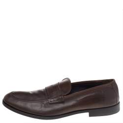 Fendi Brown Leather Slip On Loafers Size 43.5