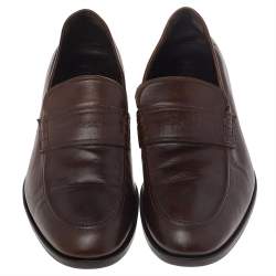 Fendi Brown Leather Slip On Loafers Size 43.5