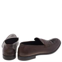 Fendi Brown Leather Slip On Loafers Size 43.5