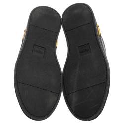Fendi Black/Yellow Leather Face Low Top Sneakers Size 43