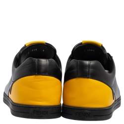 Fendi Black/Yellow Leather Face Low Top Sneakers Size 43