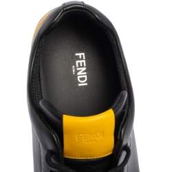 Fendi Black/Yellow Leather Face Low Top Sneakers Size 43