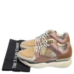 Fendi Multicolor Leather And Mesh Lace Up Sneakers Size 41