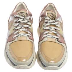 Fendi Multicolor Leather And Mesh Lace Up Sneakers Size 41