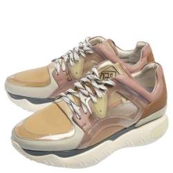 Fendi Multicolor Leather And Mesh Lace Up Sneakers Size 41