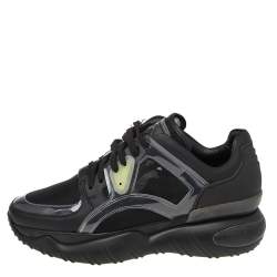 Fendi Black Leather And PVC Lace Up Sneakers Size 41