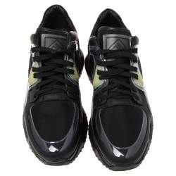 Fendi Black Leather And PVC Lace Up Sneakers Size 41