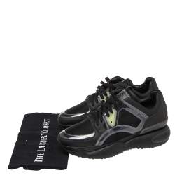 Fendi Black Leather And PVC Lace Up Sneakers Size 41