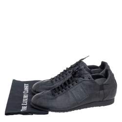 Fendi Black Coated Canvas F Logo Low Top Sneakers Size 45