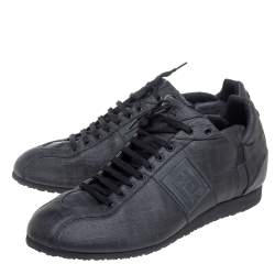 Fendi Black Coated Canvas F Logo Low Top Sneakers Size 45