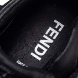 Fendi Black Coated Canvas F Logo Low Top Sneakers Size 45