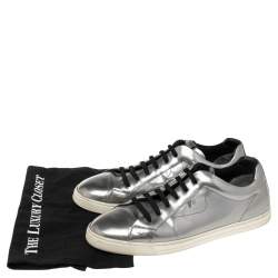 Fendi Silver Patent Leather Low Top Sneakers Size 45