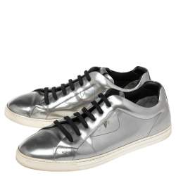 Fendi Silver Patent Leather Low Top Sneakers Size 45