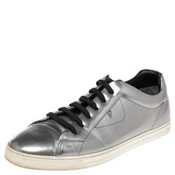 Fendi Silver Patent Leather Low Top Sneakers Size 45