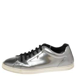 Fendi Silver Patent Leather Low Top Sneakers Size 45