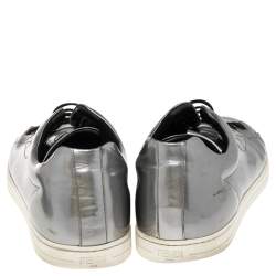 Fendi Silver Patent Leather Low Top Sneakers Size 45